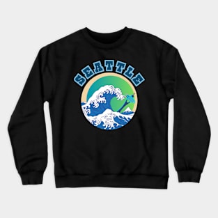 Seattle Great Wave Style Crewneck Sweatshirt